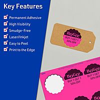 Avery Printable Round Scalloped Labels, Sure Feed Technology, 2-1/2" Diameter, Neon Magenta Labels, Print-to-The-Edge
