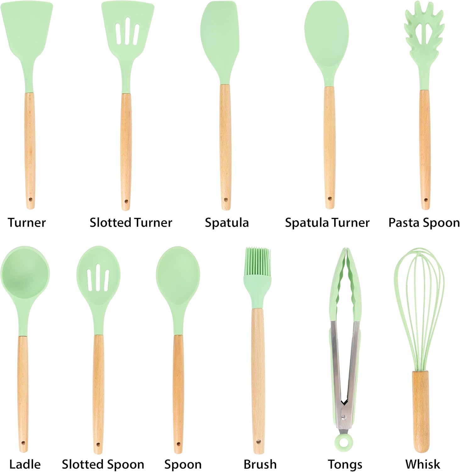 MegaChef 12-Piece Silicone and Wood Utensil Set