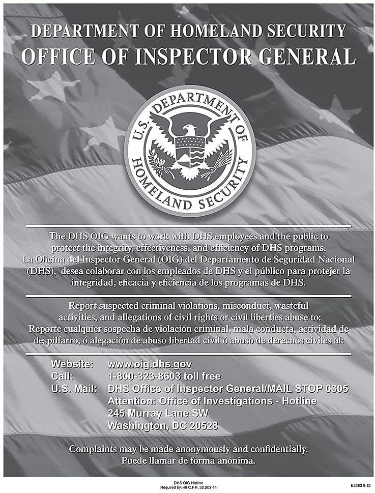 ComplyRight Department of Homeland Security Fraud Hotline Poster (E3260)