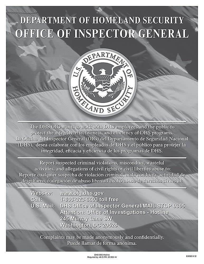 ComplyRight Department of Homeland Security Fraud Hotline Poster (E3260)