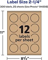 Avery Kraft Brown Starburst Labels, Sure Feed Technology, 2.25" Print-to-The-Edge, Laser/Inkjet Printable