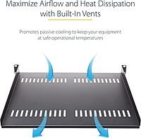 StarTech.com 2U Server Rack Shelf - Universal Vented Rack Mount Cantilever Tray for 19" Network Equipment Rack & Cabinet - Heavy Duty Steel - Weight Capacity 50lb/23kg - 22" Deep Shelf (CABSHELF22V)