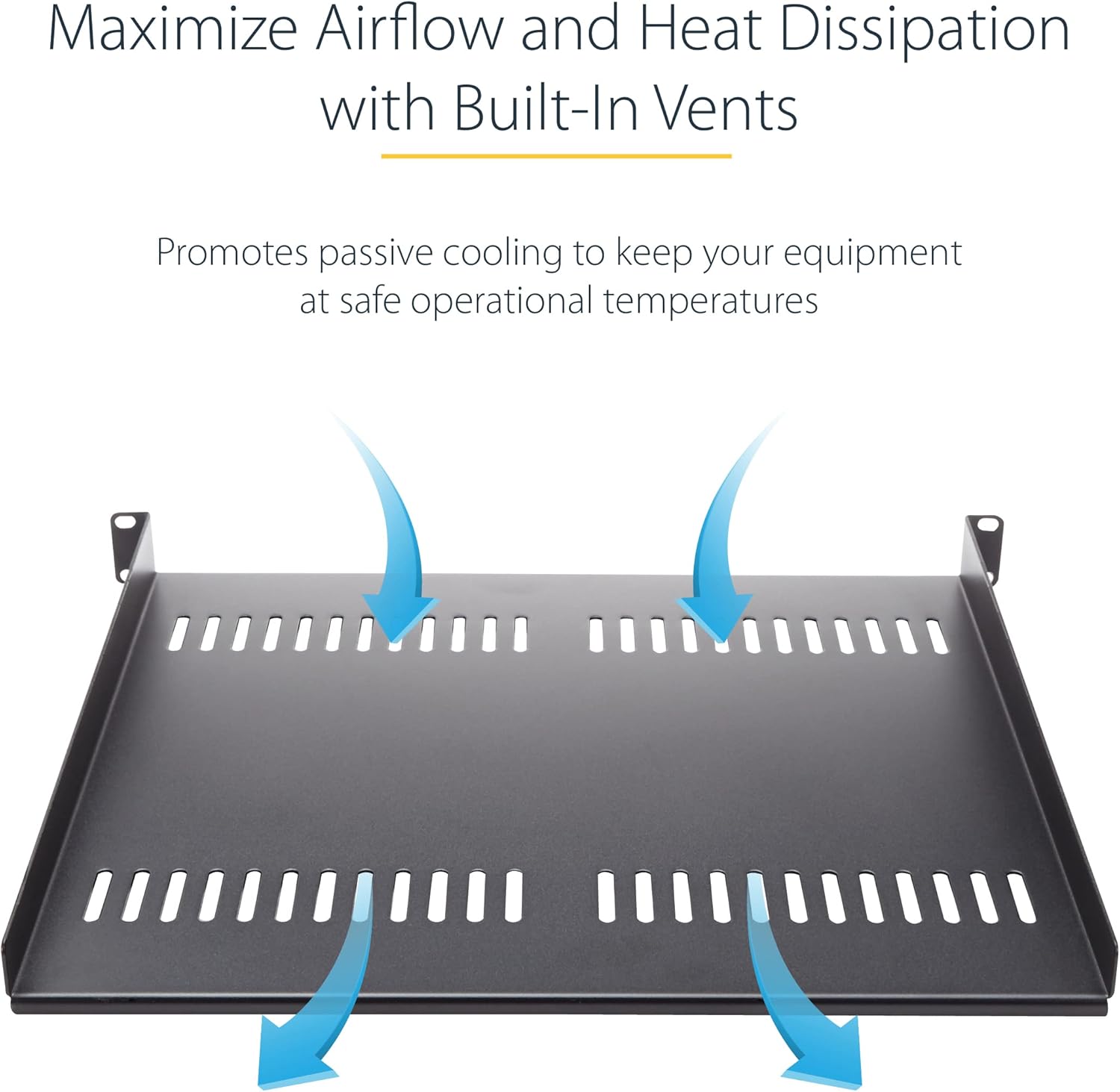 StarTech.com 1U Server Rack Shelf - Universal Vented Rack Mount Cantilever Tray for 19" Network Equipment Rack - 44LB/20KG