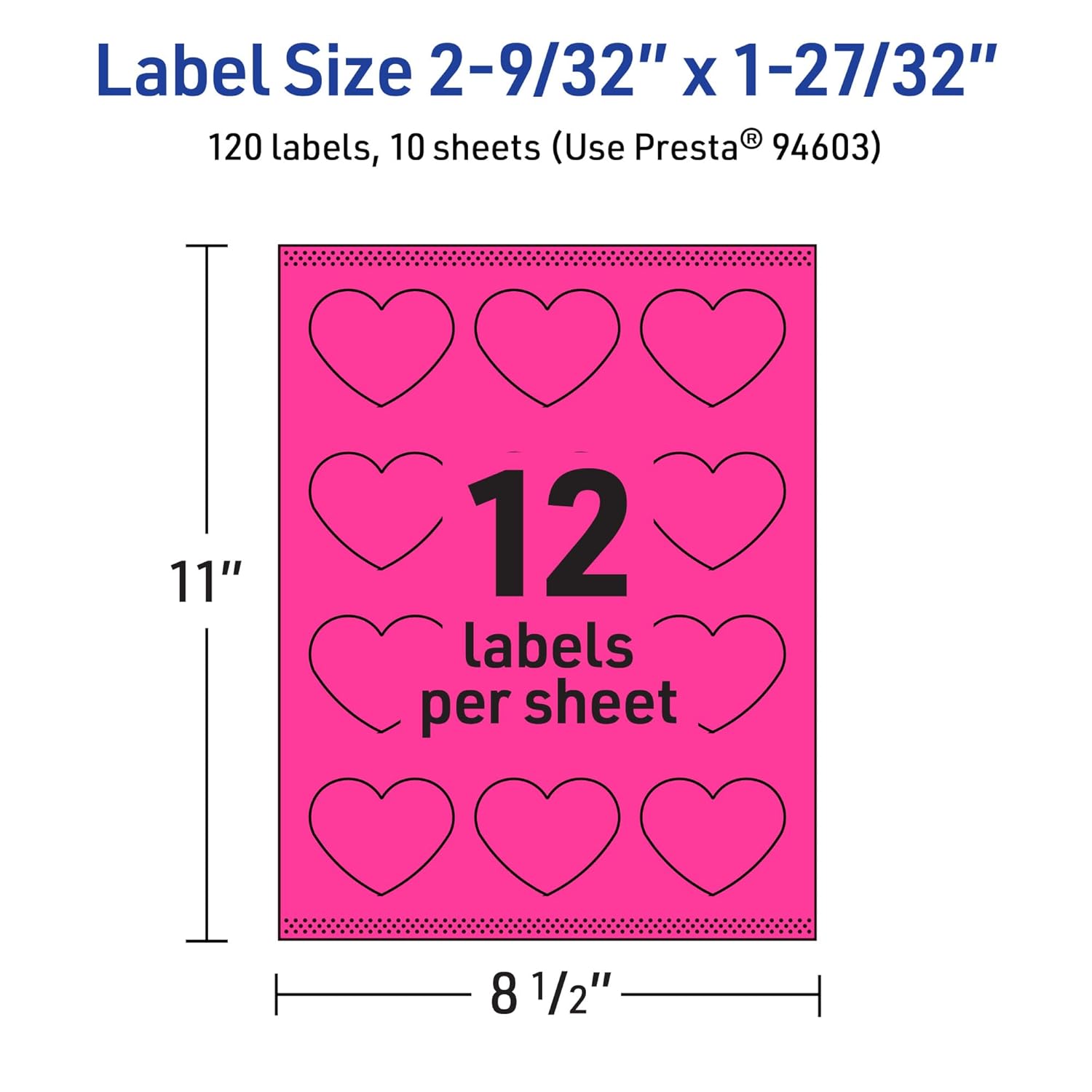 AVERY Printable Heart Labels, Sure Feed Technology, Print-to-The-Edge, Laser/Inkjet