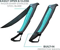 Toadfish Stowaway Fillet Knife, 8.5'' Razor Sharp Stainless-Steel Blade, Built-In Carabiner and Sheath, Non-Slip Handle