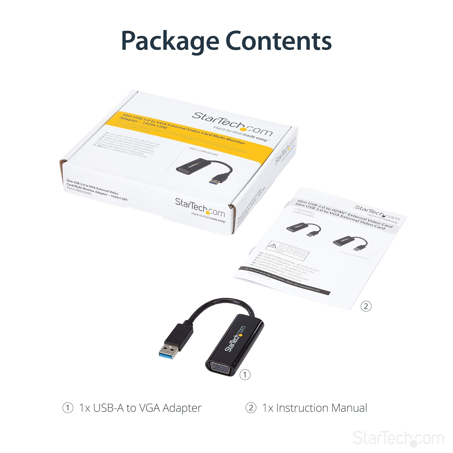 StarTech.com USB 3.0 to VGA Adapter, USB to VGA Monitor Converter for Windows, Slim