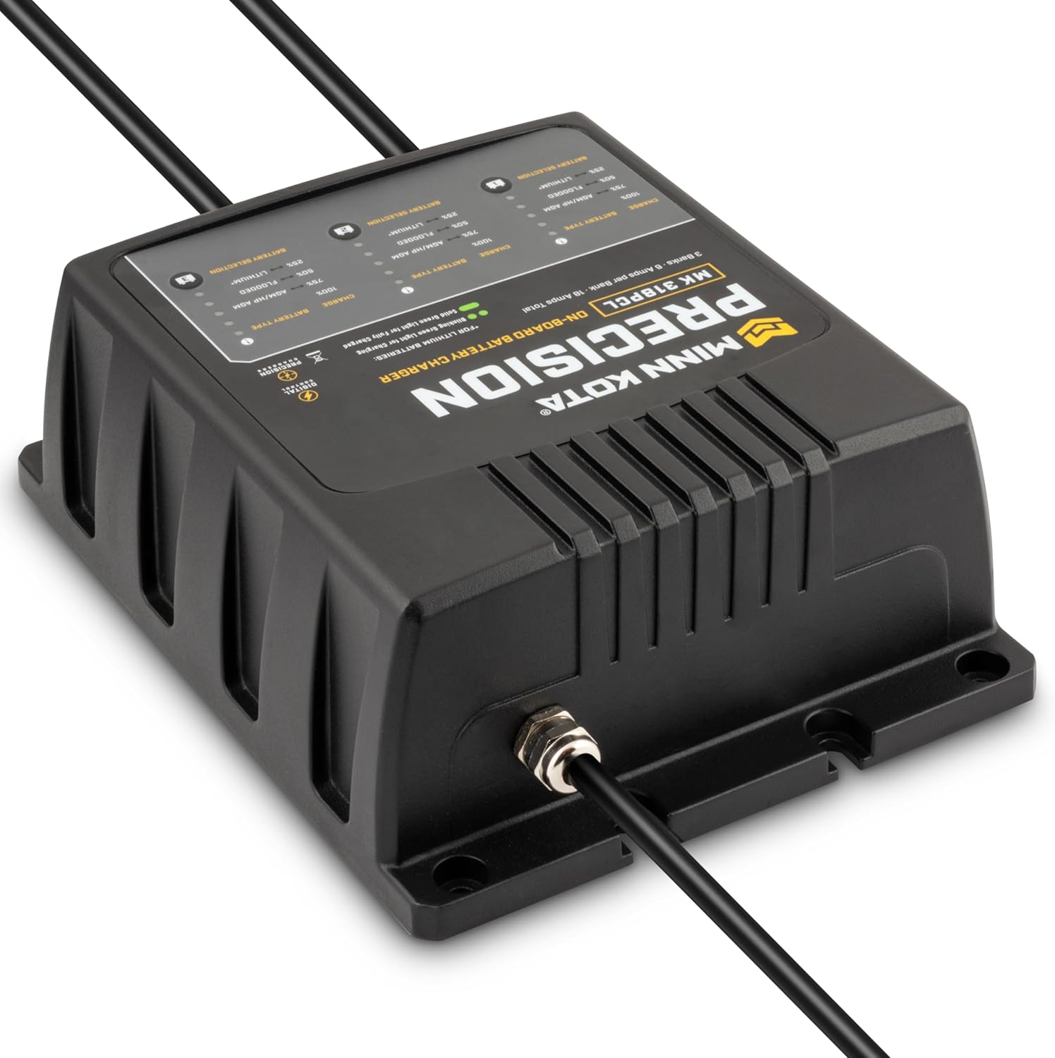 Minn Kota Precision MK-318PCL On-Board Battery Charger with 3 Charging Banks, 6 Amps per Bank