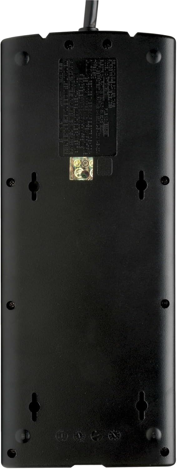 TRIPP LITE 12-Outlet Surge Protector Power Strip with Tel/Modem Protection, 8 ft Right-Angle Cord