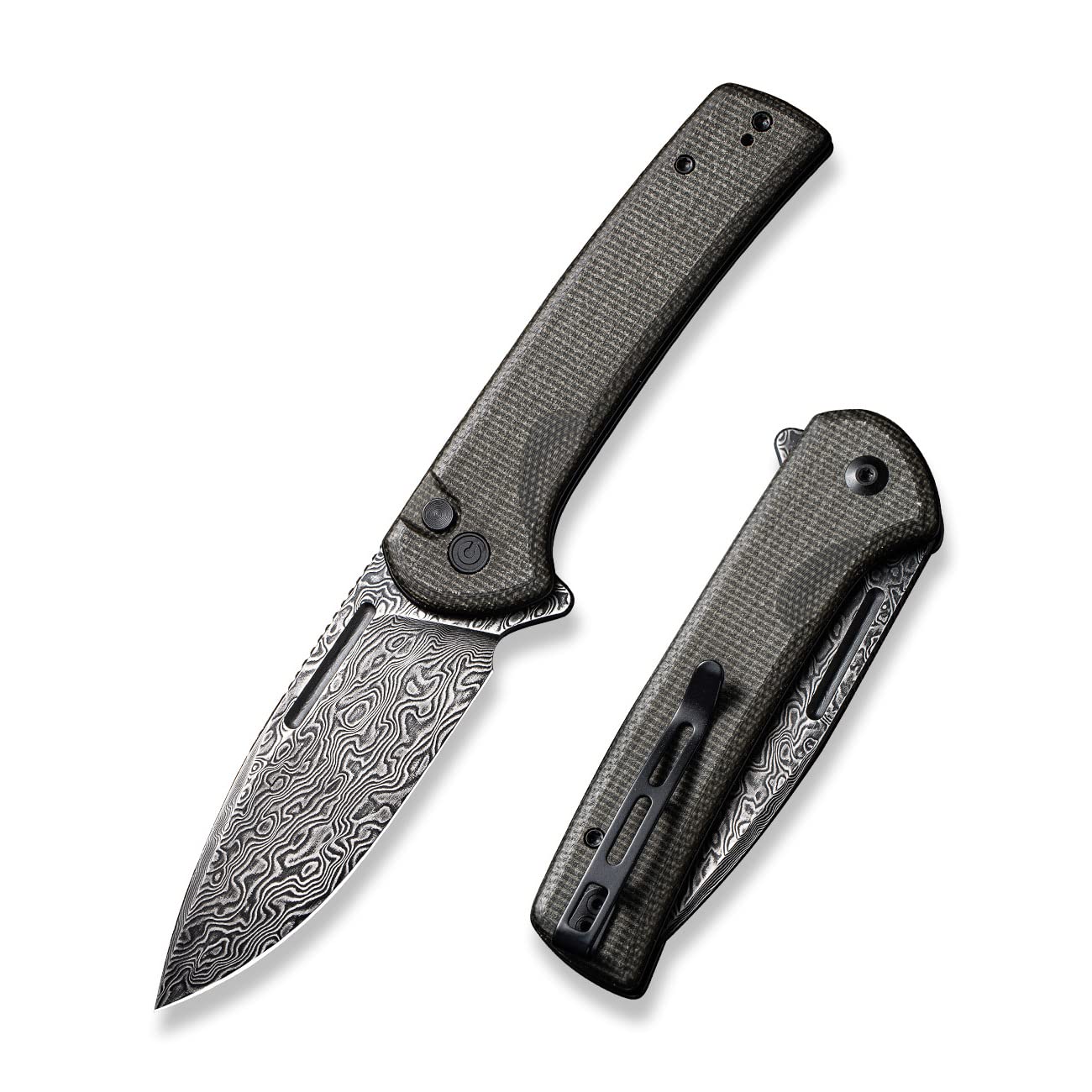 CIVIVI Conspirator Pocket Folding Knife 3.48in Blade, Micarta Handle, Button Lock
