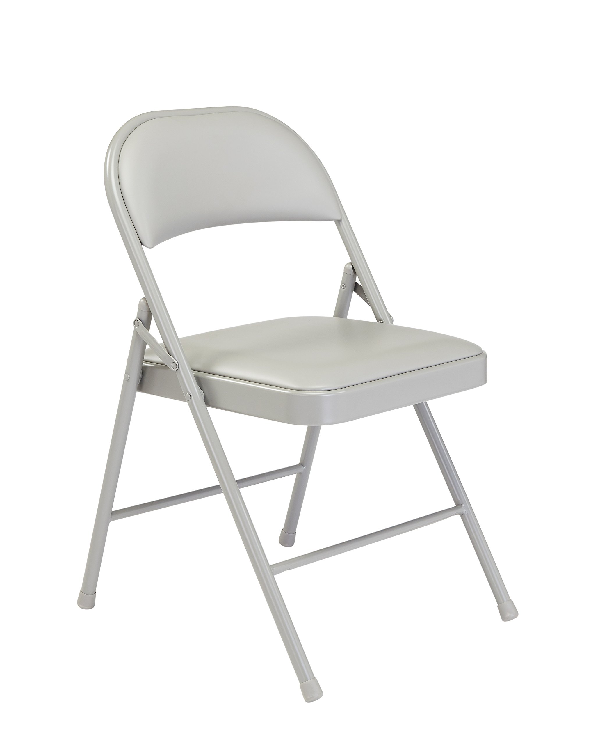 Commercialine Vinyl Padded Steel Folding Chair, Gray (Pack of 4) - Supports 250 lb