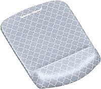 Fellowes PlushTouch Foam Mouse Pad Wrist Support with MICROBAN - Gray Lattice (9549701)