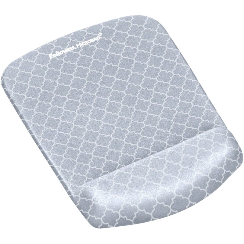 Fellowes PlushTouch Foam Mouse Pad Wrist Support with MICROBAN - Gray Lattice (9549701)