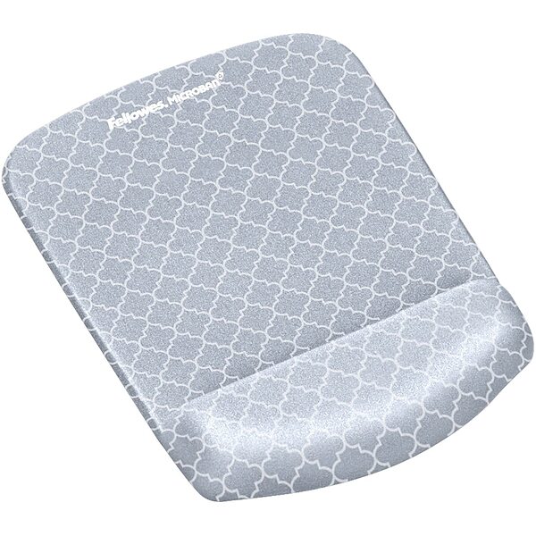 Fellowes PlushTouch Foam Mouse Pad Wrist Support with MICROBAN - Gray Lattice (9549701)