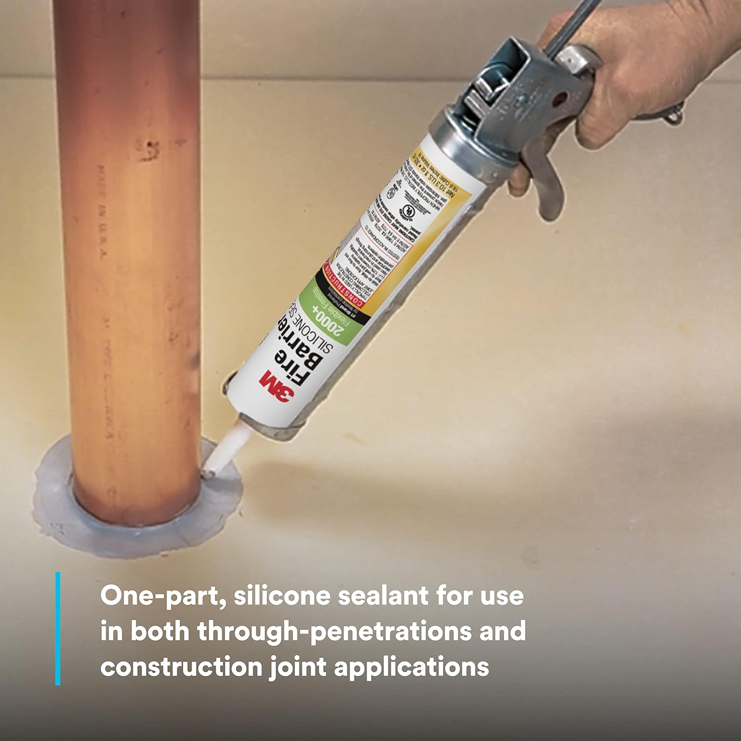 3M Fire Barrier Silicone Sealant 2000+, Gray Color, Elastomeric, Ready-To-Use, Single-Component, Neutral-Cure