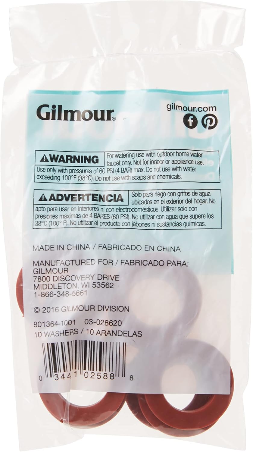 GILMOUR Rubber Hose Washers, 10 Washers Per Package (5/8")