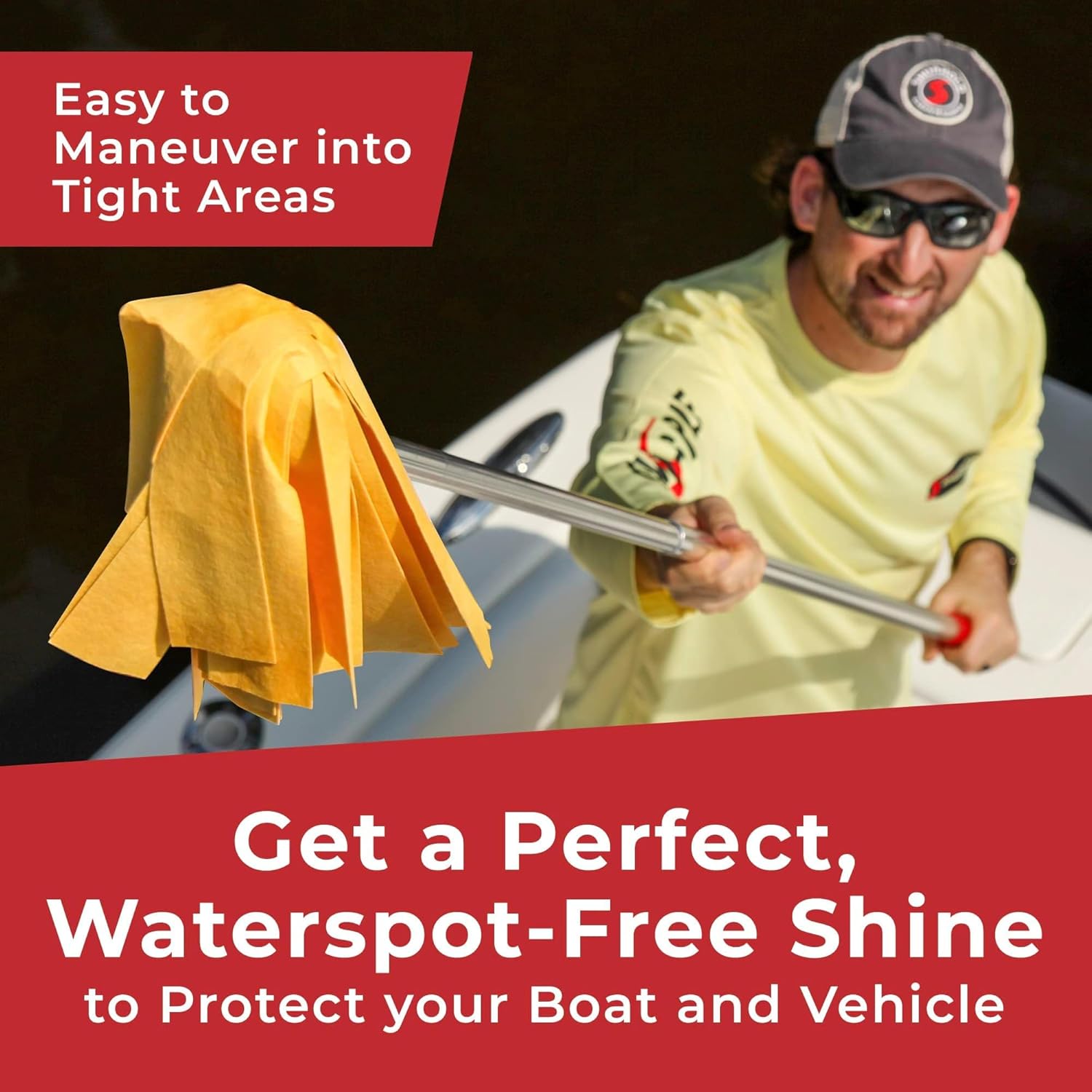 SHURHOLD Deluxe Water Sprite Chamois Heavy Duty Mop with Highly Absorbent 2 7/8" Wide PVA Strips