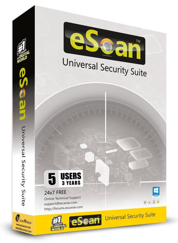 eScan Universal Security Suite 5 in 1 license Two Way Firewall (Improved) Anti Malware On-Demand scan Contact Backup
