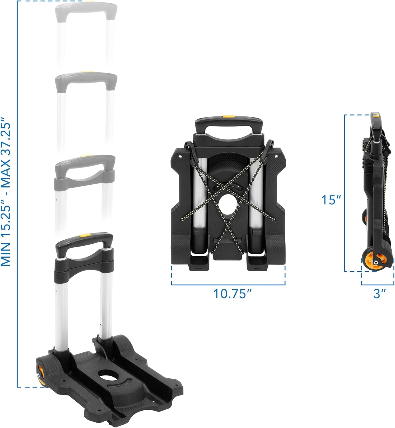 Mount-It! Luggage Cart with Wheels Foldable | Strong, Compact Luggage Cart Holds 77 Pounds - Carry Boxes