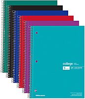 Office Depot® Wirebound Notebooks, 8-1/2" x 11", 3 Subjects, College Ruled, 120 Sheets, Assorted Colors, Pack Of 6 Notebooks