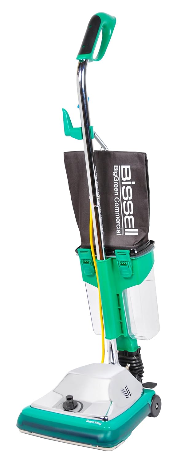 Bissell BigGreen Commercial BG101DC ProCup Comfort Grip Handle Upright Vacuum with Magnet, 870W, 12" Vacuum Width