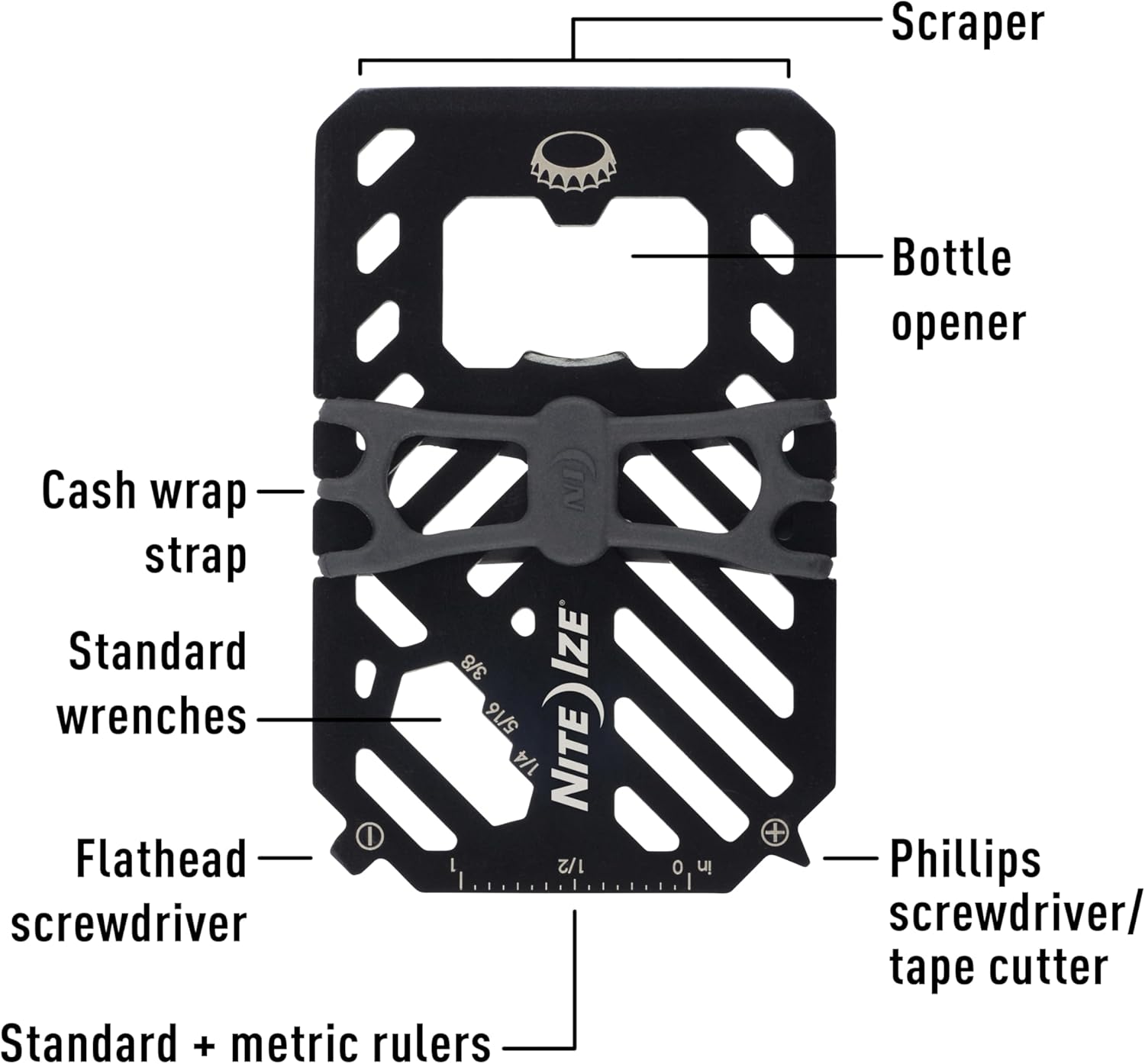 NITE IZE Financial Multi Tool Wallet - Stainless Steel Travel Wallet