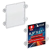 Azar Displays Vertical/Horizontal Sign Frames with Suction Cups, 8 1/2inx11in, Clear, Pack of 2