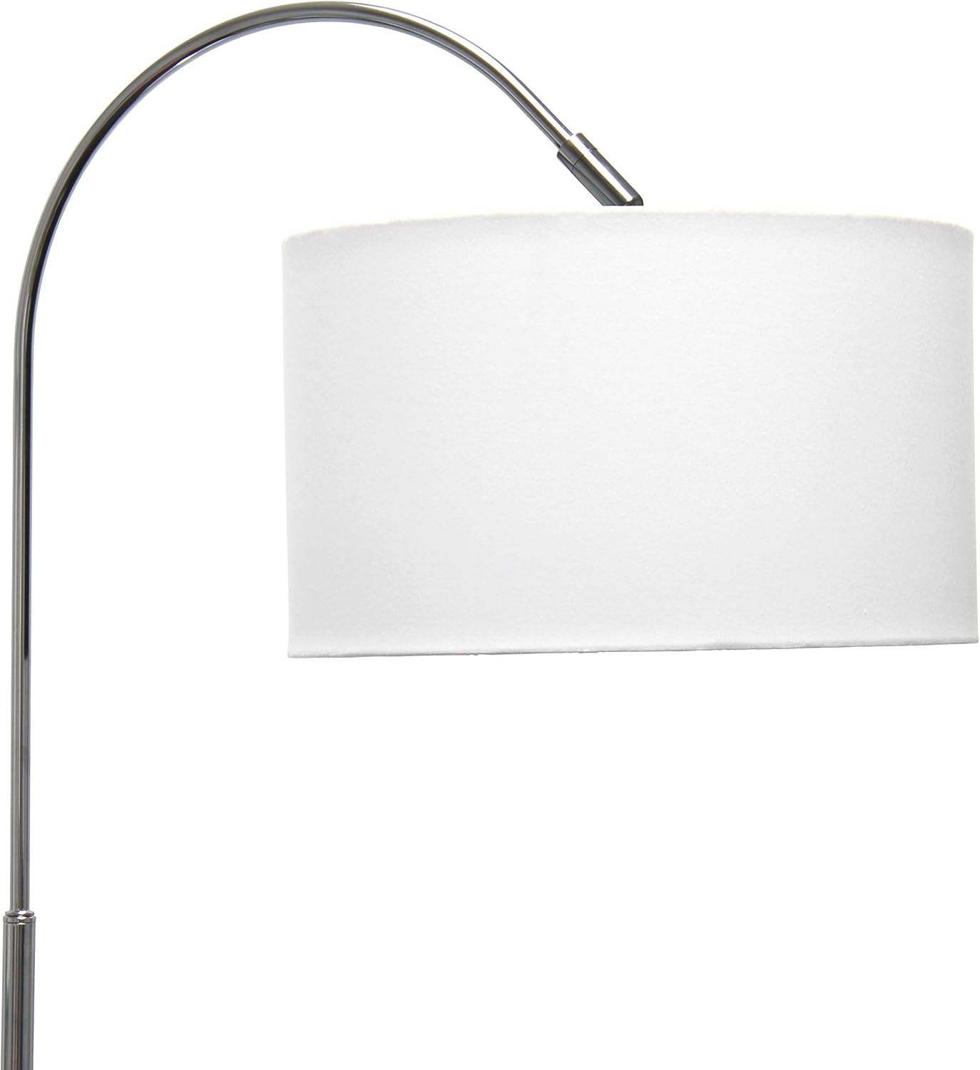 Simple Designs LF2005-WHT Arched Brushed Nickel Floor Lamp with White Fabric Shade White No Bulb