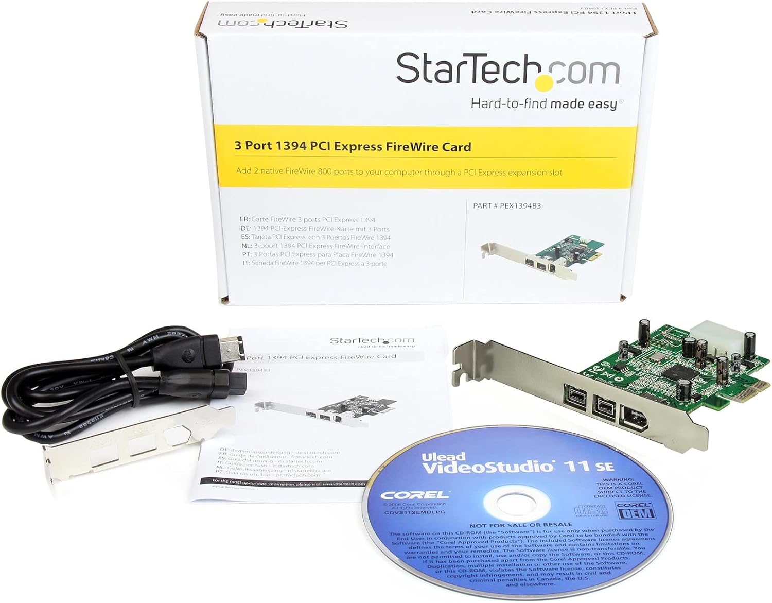 StarTech.com 3 Port 2b 1a 1394 PCI Express FireWire Card Adapter - 1394 FW PCIe FireWire 800 / 400 Card