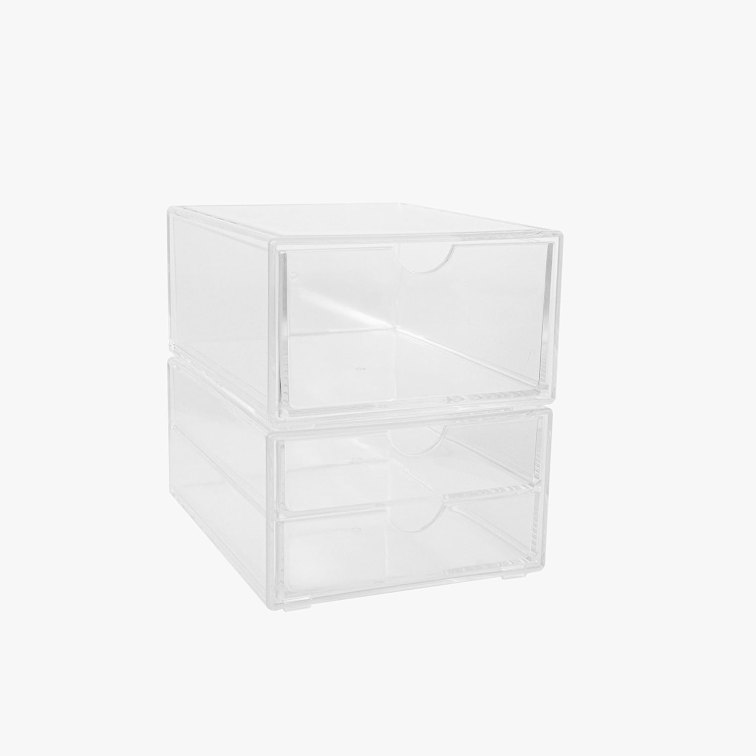Martha Stewart Brody 2 Pack Desk Organizers, Single Drawer Box and 2 Drawer Box, Stackable Plastic Storage for Office