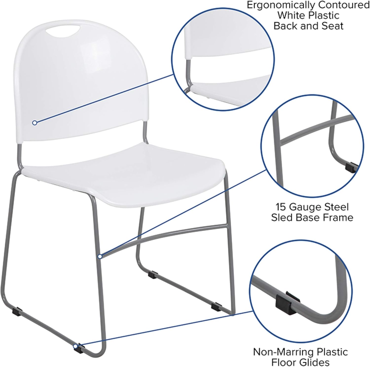 FLASH FURNITURE HERCULES Series 880 lb. Capacity Ultra-Compact Sled Base Stack Chair