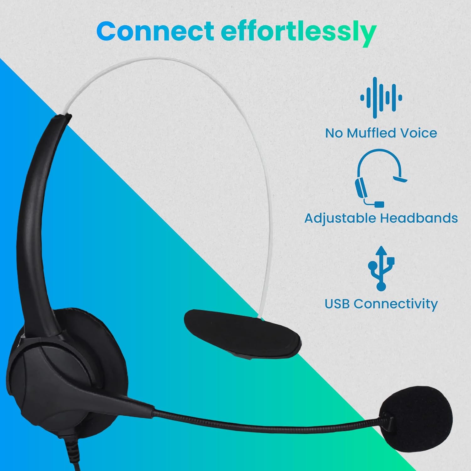 OTM Essentials Pro Headset, Noise-Canceling Headphones, On-Ear Design, in-Line Volume Control, Headset with Mic and USB