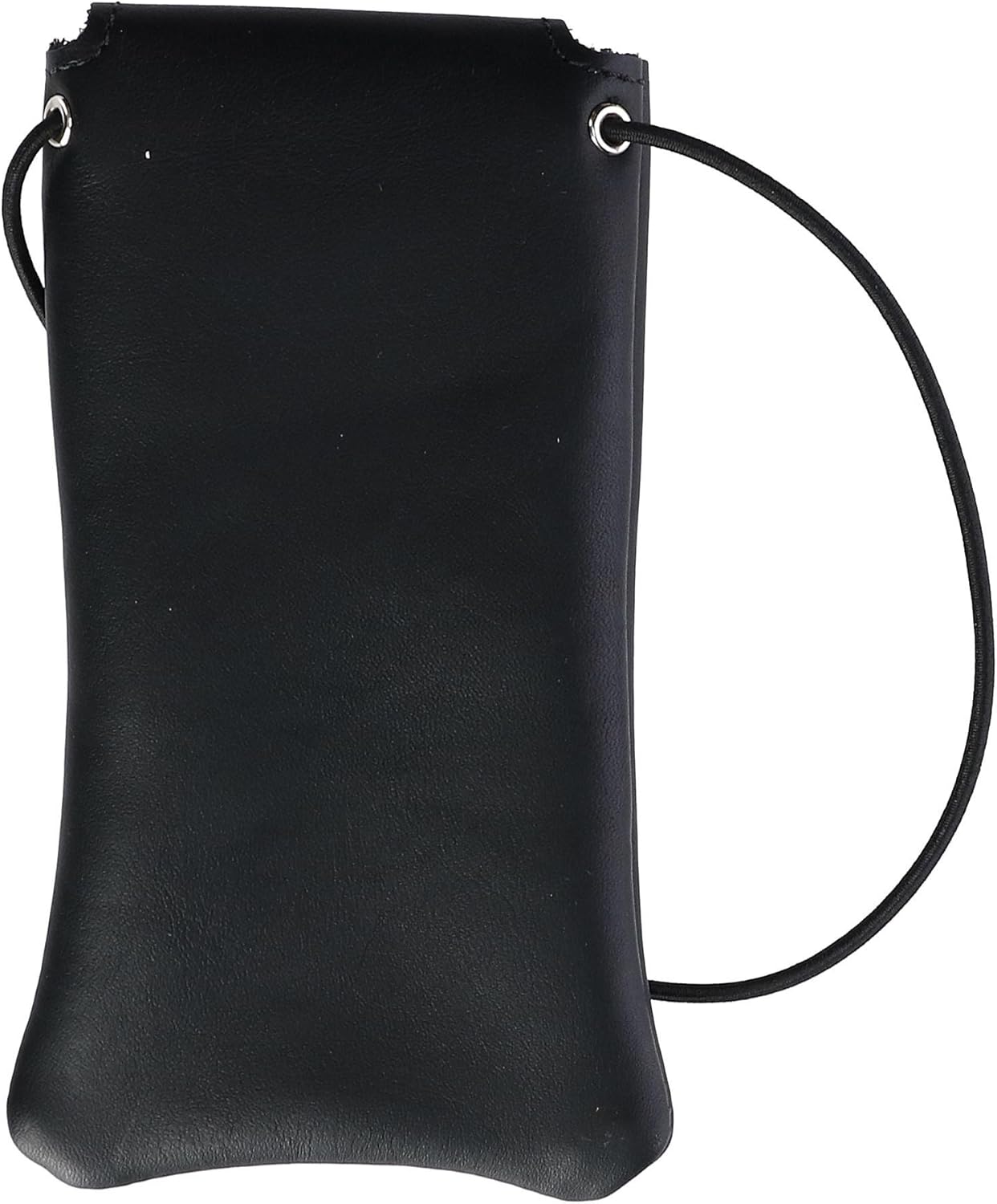 Boston Leather Solid Leather Eyeglass Case with Neck String, Black