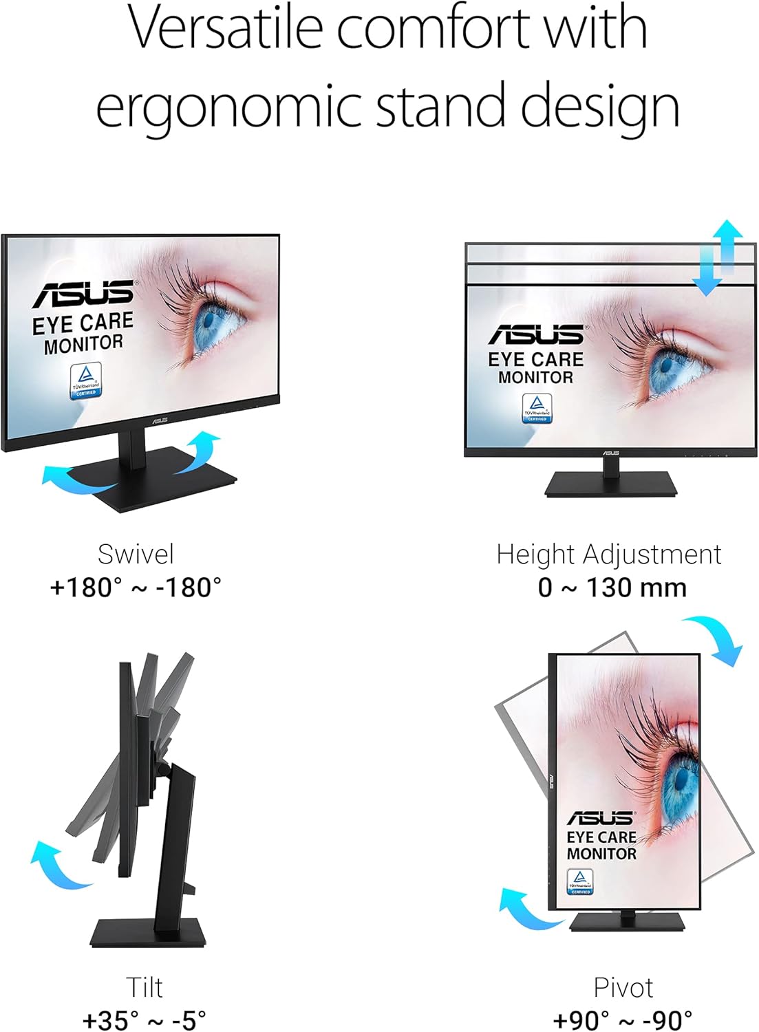 ASUS 23.8”1080P Monitor(VA24DQSB)-Full HD,IPS,75Hz,Speakers Adaptive-Sync Low Blue Light Flicker Free VESA Mountable