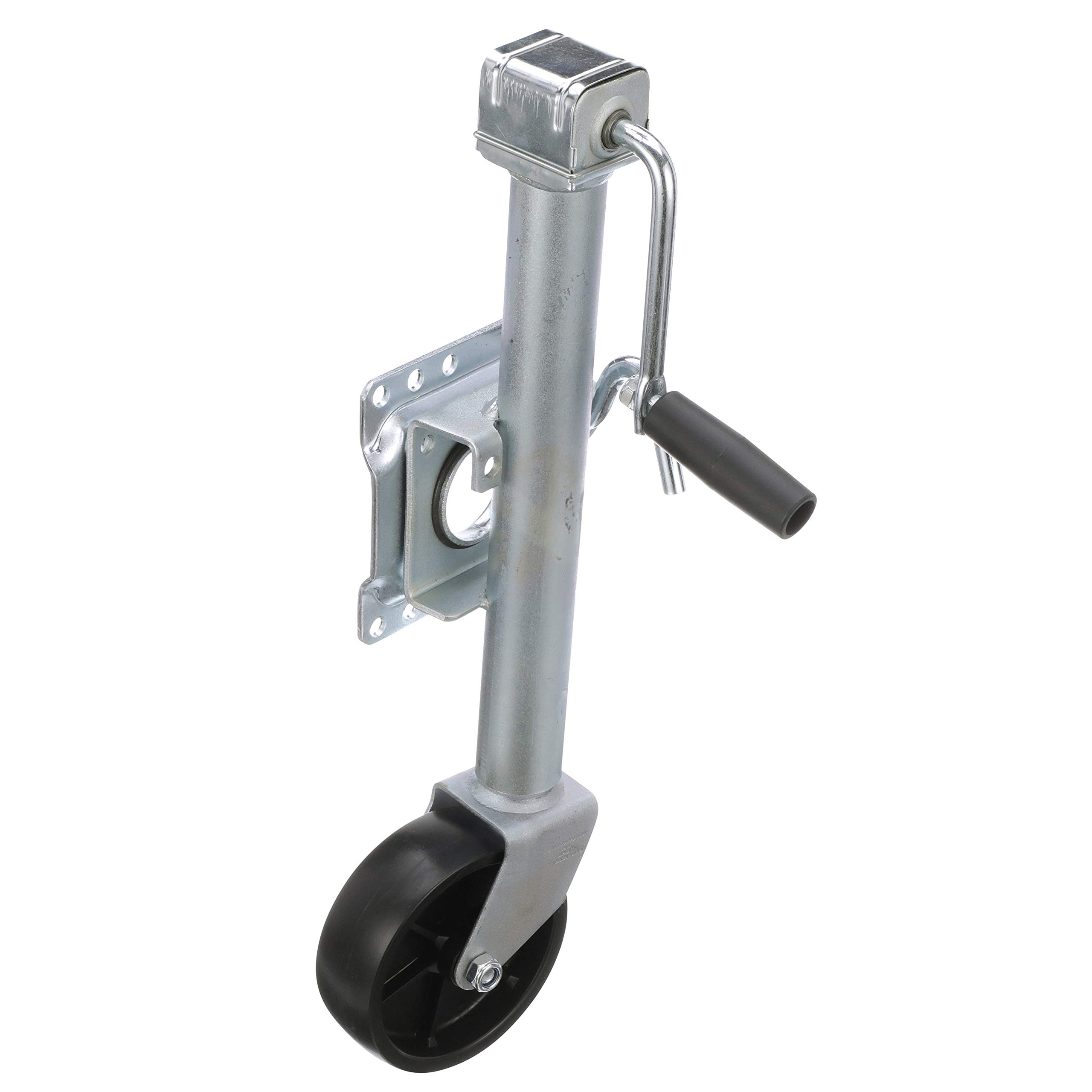 Attwood 11127-4 Fold-Up Trailer Jack, 1,000-Pound Capacity, 10-Inch Travel Lift, 24-Inch Lift, Single Wheel