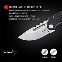 BÖKER PLUS® Dvalin Folder Drop - folding knife with G10 handle black - modern pocket knife with extra sharp D2 Droppoint