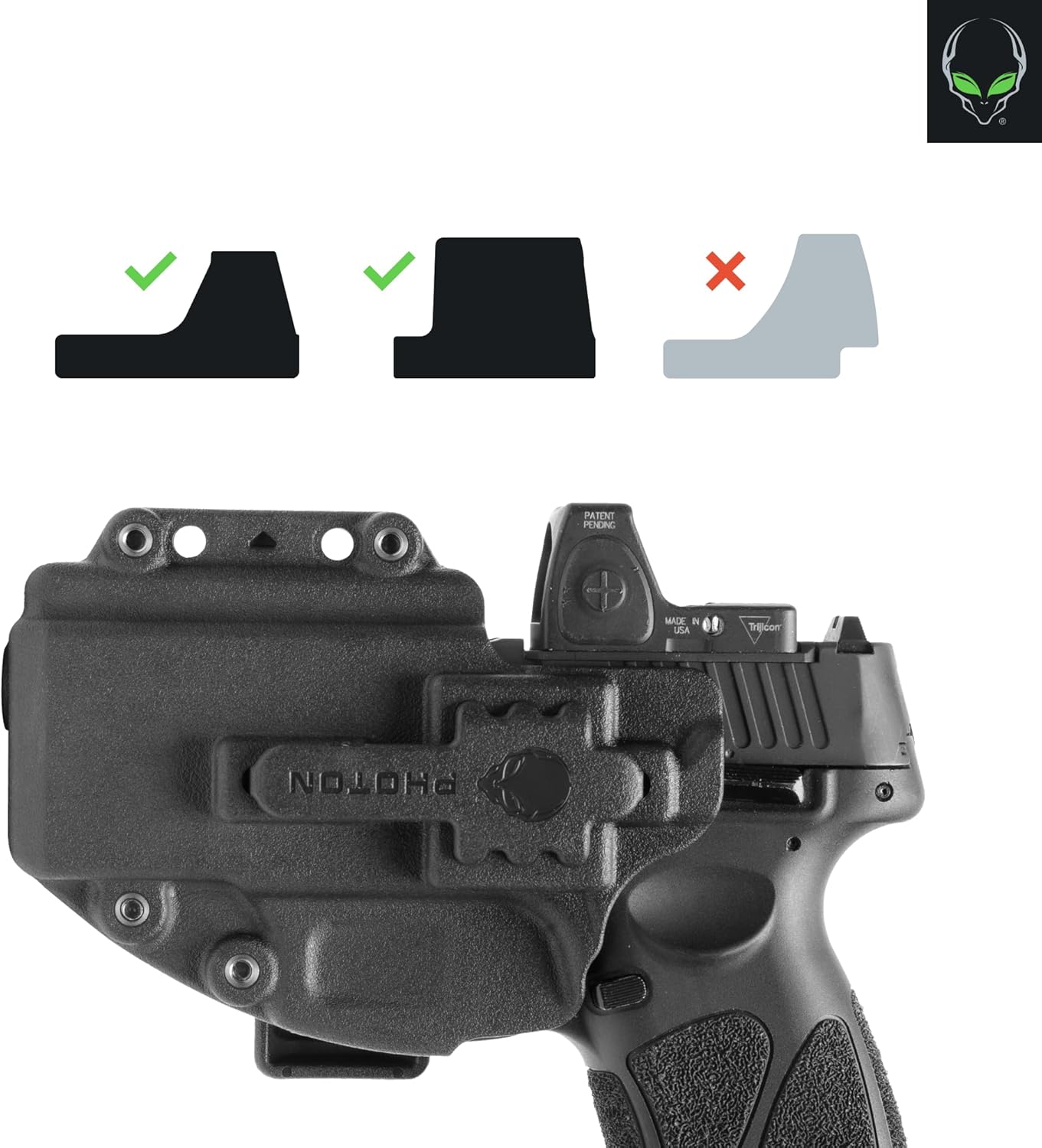 ALIEN GEAR Photon Non-Light Holster - IWB/OWB, Optic-Ready, Ambidextrous