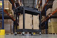 Luxor 32" x 18" Tub Storage Cart 2 Shelves - Black, (EC11-B)