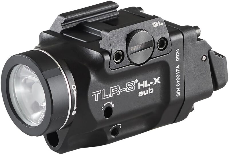 Streamlight 69466 TLR-8 HL-X sub USB 1000-Lumen Weapon Rail-Mounted Rechargeable Tactical Flashlight with Integrated Red Aiming Laser for Glock 43X/48 MOS and 43X/48 Rail Only, Black