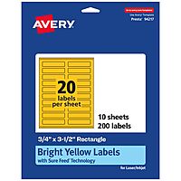 Avery Print-To-The-Edge Labels With Sure Feed Technology And Easy Peel, 94217-BYP10, Rectangle, 3/4in x 3-1/2in
