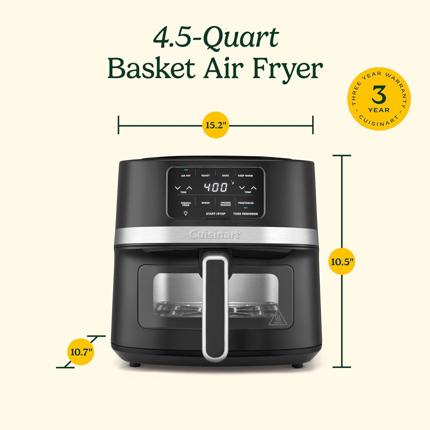 Cuisinart Air Fryer Basket with Window and Presets