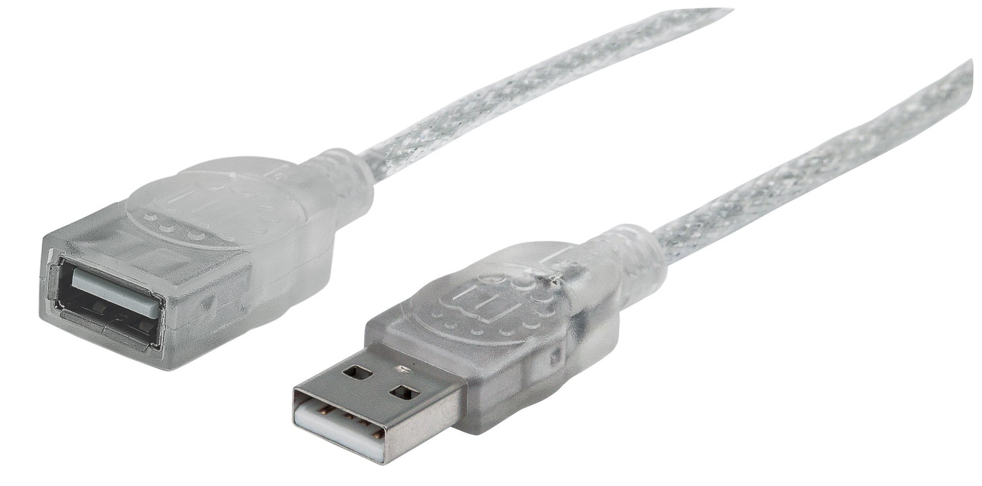 MANHATTAN 6-Feet Hi-Speed USB Device Cable A Male/A Female, Translucent Silver (336314)
