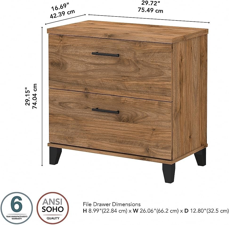 Bush Furniture 2 Drawer Lateral File Cabinet, Letter and Legal-Size Document Storage, Somerset Collection