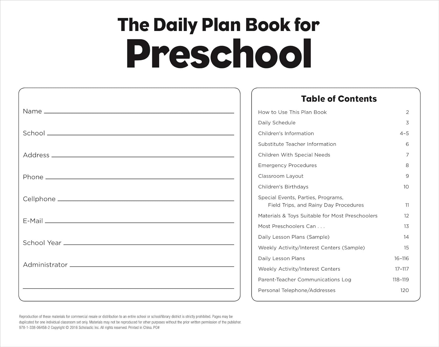 Scholastic Daily Plan Book For Preschool, 2nd Edition, 12in x 9 1/2in, Pink