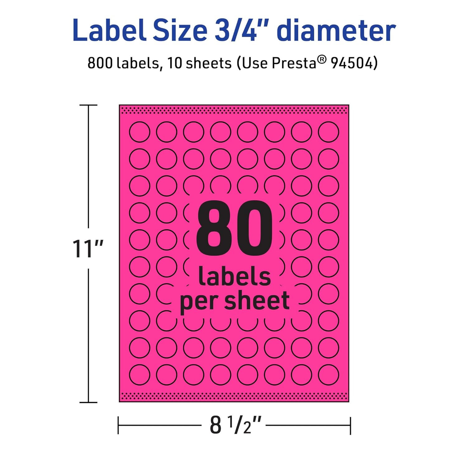 Avery Printable Round Labels, Sure Feed Technology, 3/4 in Diameter, Neon Magenta, Print-to-The-Edge, Laser/Inkjet