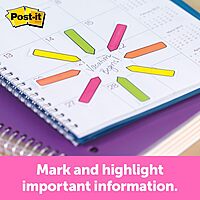 Post-it Arrow Flags, Assorted Bright Colors, .47 in Wide, 24/Dispenser, 4 Dispensers/Pack (684-ARR4)