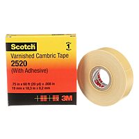 Scotch Varnished Cambric Tape 2520, Flexible, Electrically Insulating, Moisture Resistant, Yellow, 3/4 in x 60 ft