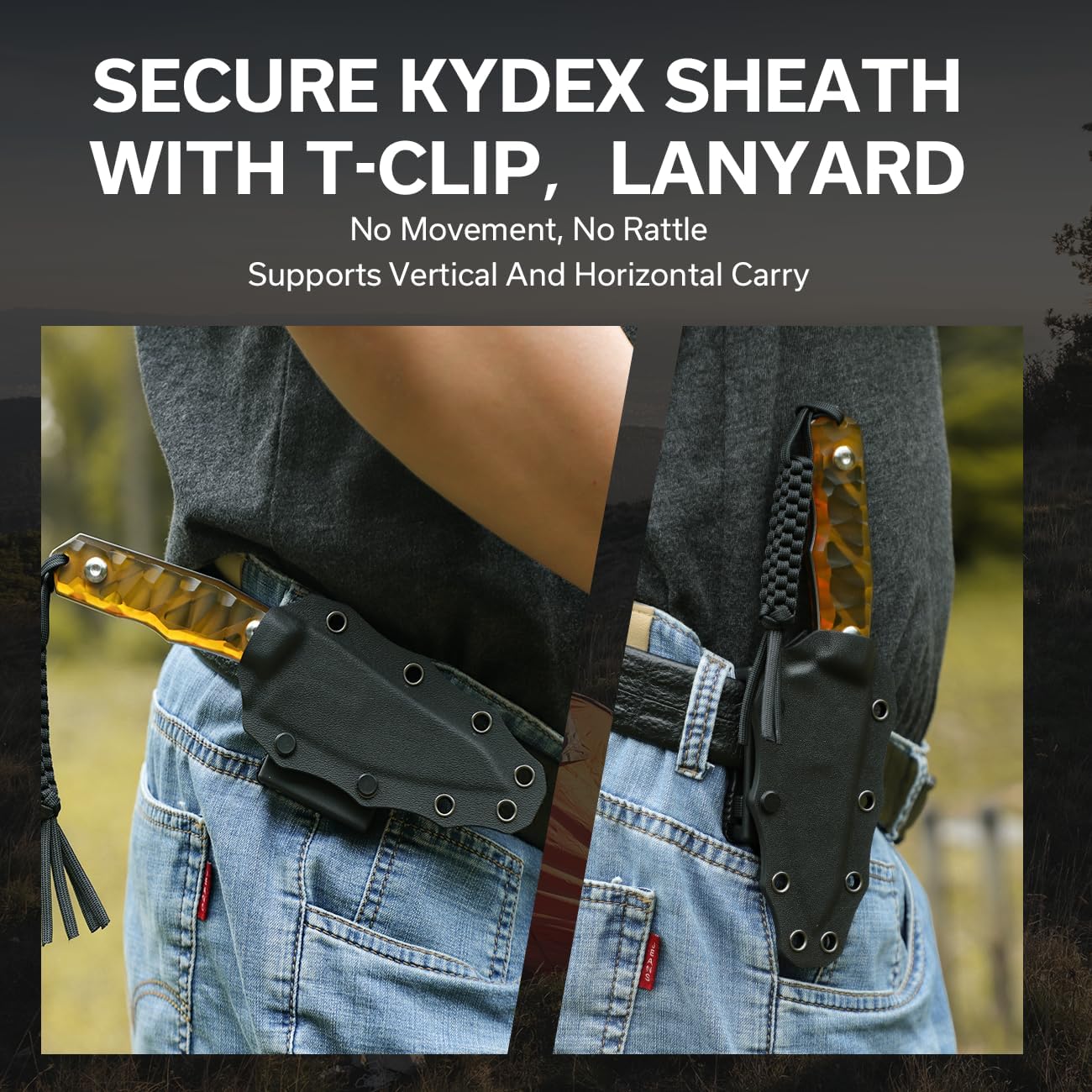 CIVIVI Propugnator EDC Fixed Blade Knife with Kydex Sheath, T-Clip and Lanyard, 4.15" D2 Blade