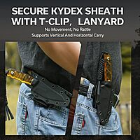 CIVIVI Propugnator EDC Fixed Blade Knife with Kydex Sheath, T-Clip and Lanyard, 4.15" D2 Blade