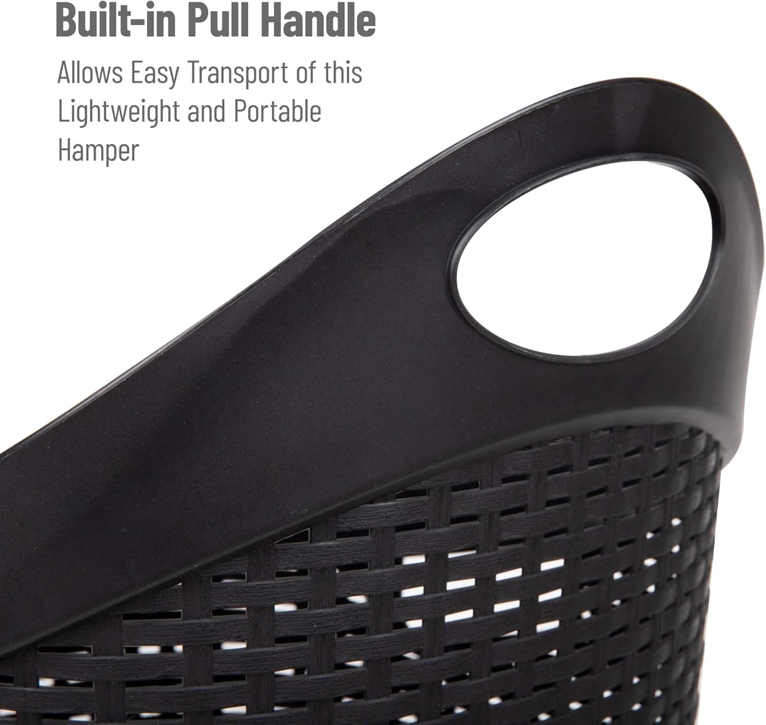 MIND READER 60L Rolling Laundry Hamper, Wicker-Style Plastic, Wheels
