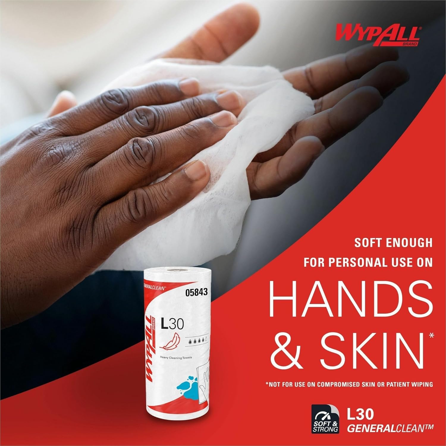 Wypall L30 General-Purpose Wipers - 11" x 10.40" - 70 Sheets/Roll - White - Perforated, Light Duty, Wet Strength, Soft, Reinforced, Absorbent, Solvent Resistant - for Face, Hand, General Purpose,